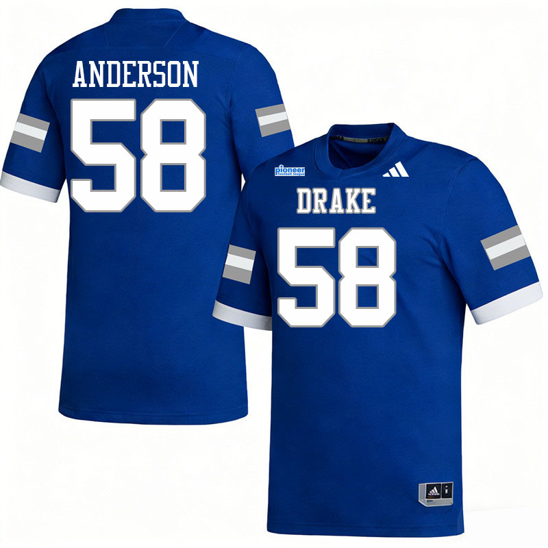 Drake Bulldogs #58 Trystan Anderson College Football Jerseys,Uniforms-Blue